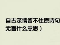 自古深情留不住原诗句及解释（自古深情留不住渐行渐远渐无言什么意思）