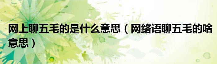 网上聊五毛的是什么意思（网络语聊五毛的啥意思）