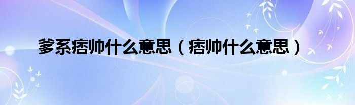 爹系痞帅什么意思（痞帅什么意思）