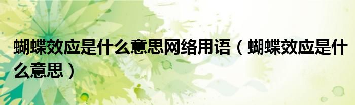蝴蝶效应是什么意思网络用语（蝴蝶效应是什么意思）