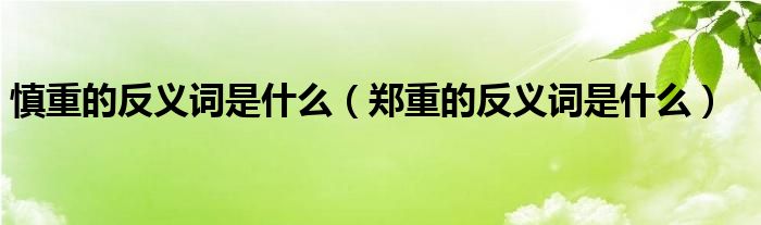慎重的反义词是什么（郑重的反义词是什么）
