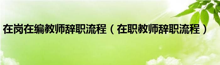 在岗在编教师辞职流程（在职教师辞职流程）