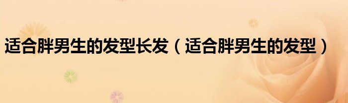适合胖男生的发型长发（适合胖男生的发型）