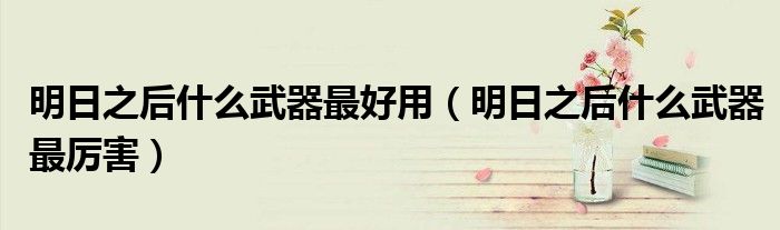 明日之后什么武器最好用（明日之后什么武器最厉害）