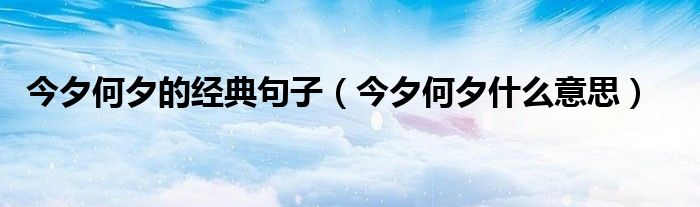 今夕何夕的经典句子（今夕何夕什么意思）