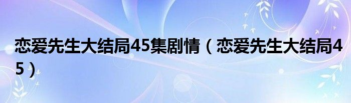 恋爱先生大结局45集剧情（恋爱先生大结局45）