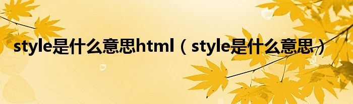 style是什么意思html（style是什么意思）