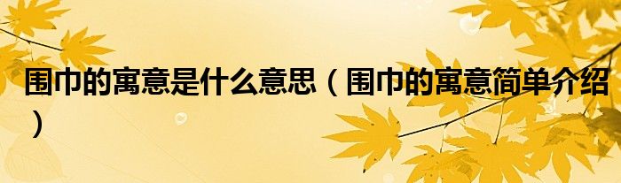 围巾的寓意是什么意思（围巾的寓意简单介绍）