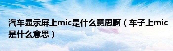 汽车显示屏上mic是什么意思啊（车子上mic是什么意思）