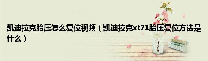 凯迪拉克胎压怎么复位视频（凯迪拉克xt71胎压复位方法是什么）
