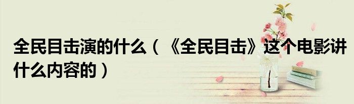 全民目击演的什么（《全民目击》这个电影讲什么内容的）