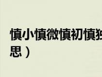 慎小慎微慎初慎独是什么意思（慎独是什么意思）