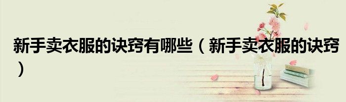 新手卖衣服的诀窍有哪些（新手卖衣服的诀窍）