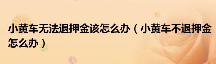 小黄车无法退押金该怎么办（小黄车不退押金怎么办）
