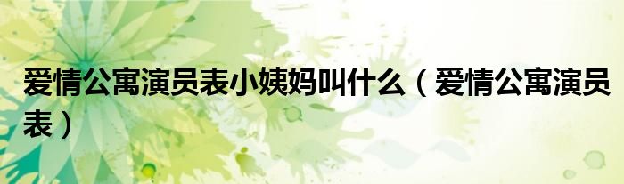 爱情公寓演员表小姨妈叫什么（爱情公寓演员表）