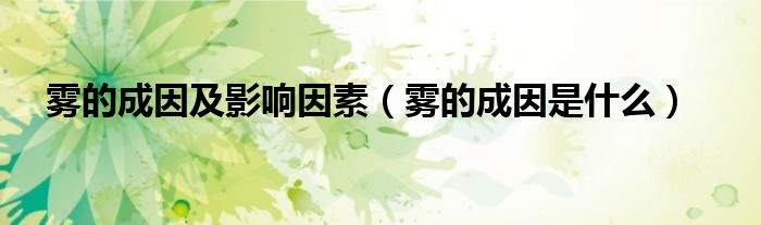 雾的成因及影响因素（雾的成因是什么）