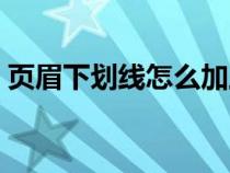 页眉下划线怎么加上去（页眉下划线怎么加）