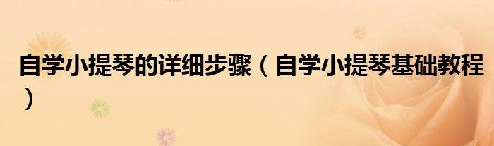 自学小提琴的详细步骤（自学小提琴基础教程）