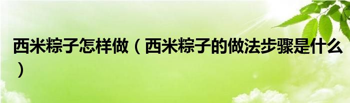 西米粽子怎样做（西米粽子的做法步骤是什么）