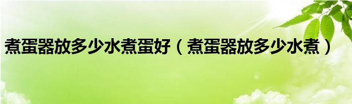 煮蛋器放多少水煮蛋好（煮蛋器放多少水煮）