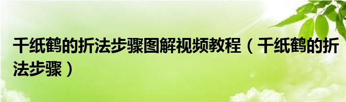 千纸鹤的折法步骤图解视频教程（千纸鹤的折法步骤）