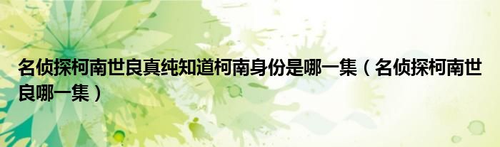 名侦探柯南世良真纯知道柯南身份是哪一集（名侦探柯南世良哪一集）