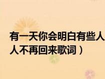 有一天你会明白有些人不再回来歌曲（有一天你会明白有些人不再回来歌词）
