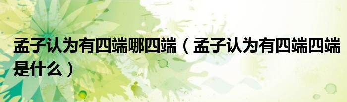 孟子认为有四端哪四端（孟子认为有四端四端是什么）