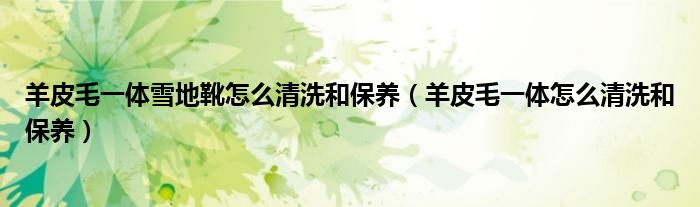 羊皮毛一体雪地靴怎么清洗和保养（羊皮毛一体怎么清洗和保养）