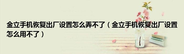 金立手机恢复出厂设置怎么弄不了（金立手机恢复出厂设置怎么用不了）