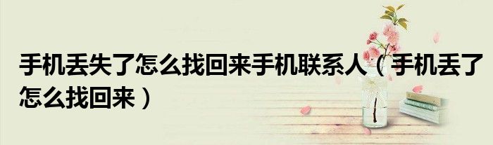 手机丢失了怎么找回来手机联系人（手机丢了怎么找回来）