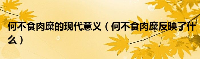 何不食肉糜的现代意义（何不食肉糜反映了什么）