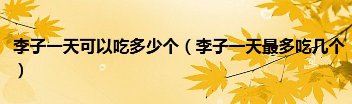 李子一天可以吃多少个（李子一天最多吃几个）