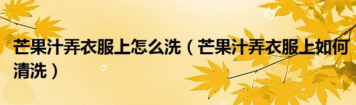 芒果汁弄衣服上怎么洗（芒果汁弄衣服上如何清洗）