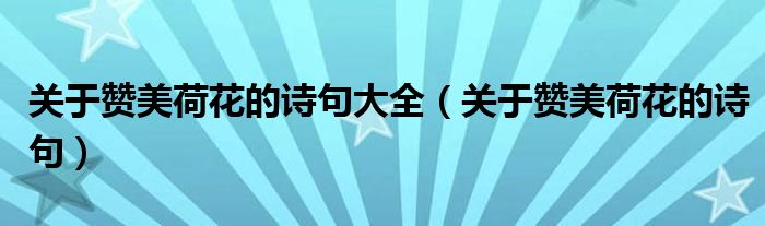 关于赞美荷花的诗句大全（关于赞美荷花的诗句）
