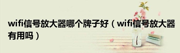 wifi信号放大器哪个牌子好（wifi信号放大器有用吗）