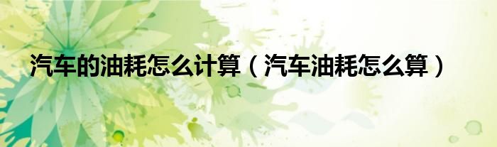 汽车的油耗怎么计算（汽车油耗怎么算）