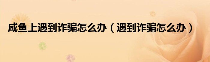 咸鱼上遇到诈骗怎么办（遇到诈骗怎么办）