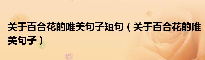 关于百合花的唯美句子短句（关于百合花的唯美句子）