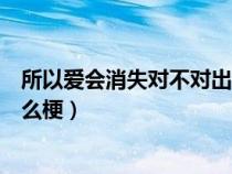 所以爱会消失对不对出自哪里（所以爱会消失对不对这是什么梗）