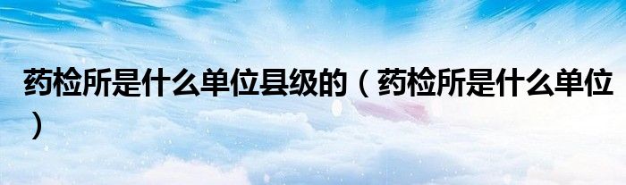 药检所是什么单位县级的（药检所是什么单位）