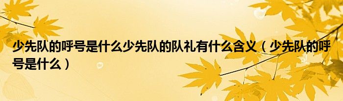 少先队的呼号是什么少先队的队礼有什么含义（少先队的呼号是什么）
