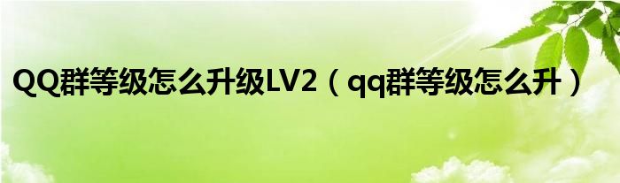 QQ群等级怎么升级LV2（qq群等级怎么升）