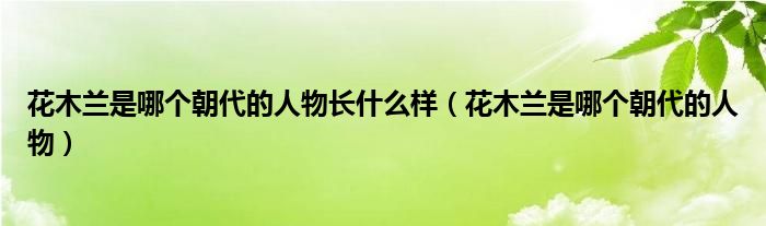 花木兰是哪个朝代的人物长什么样（花木兰是哪个朝代的人物）