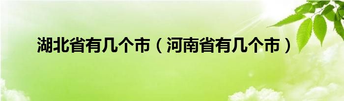 湖北省有几个市（河南省有几个市）