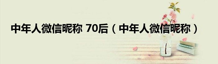 中年人微信昵称 70后（中年人微信昵称）