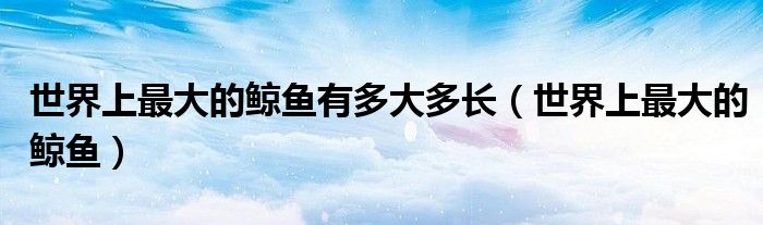 世界上最大的鲸鱼有多大多长（世界上最大的鲸鱼）