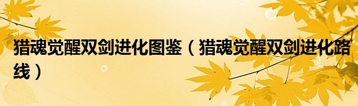 猎魂觉醒双剑进化图鉴（猎魂觉醒双剑进化路线）