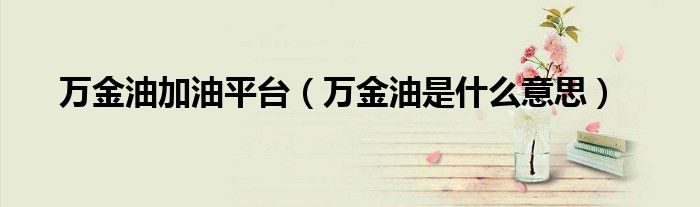 万金油加油平台（万金油是什么意思）
