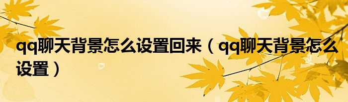 qq聊天背景怎么设置回来（qq聊天背景怎么设置）